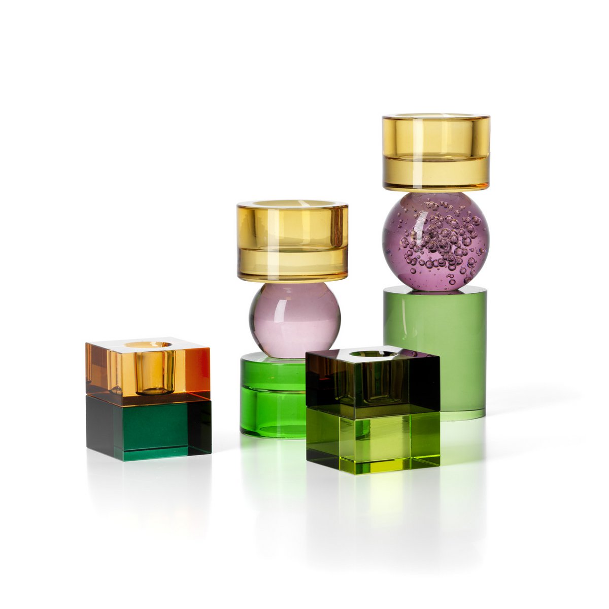 The Gem Blocks Candle Holder - Green Amber