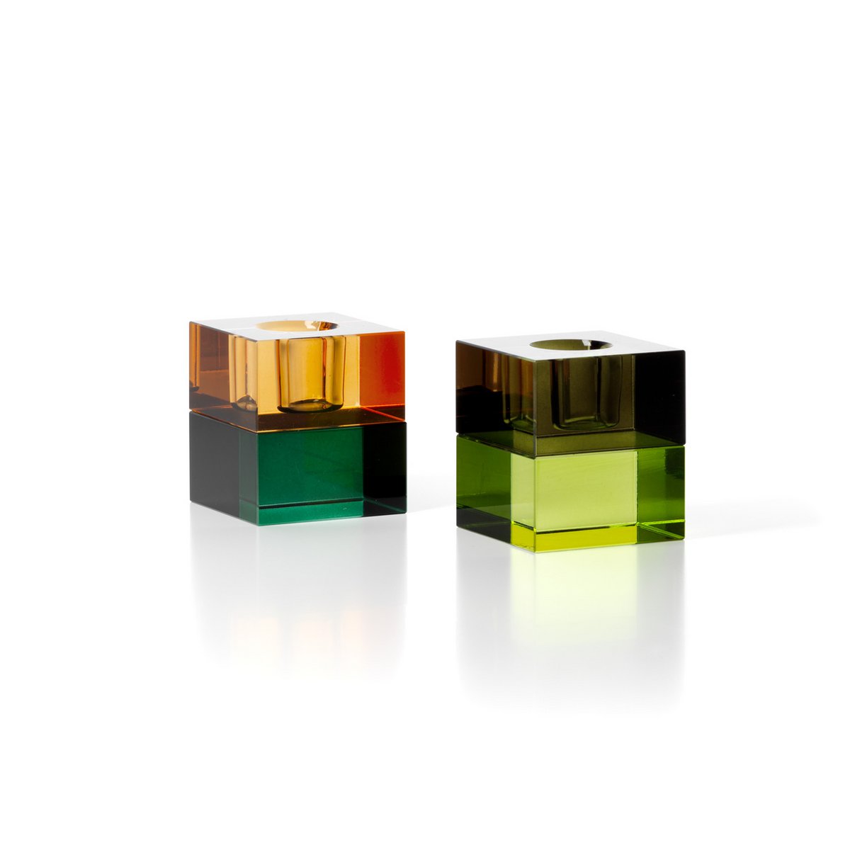 The Gem Blocks Candle Holder - Green Amber