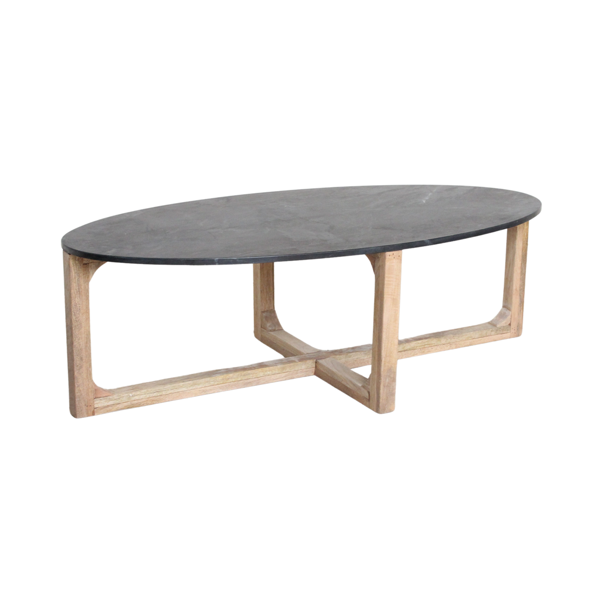 Oval Marble Coffee Table - Black