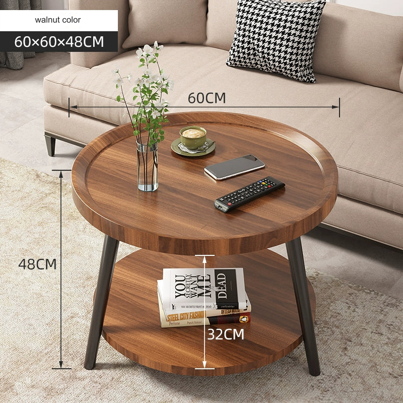 Nordic Walnut Double-Layer Coffee Table-1