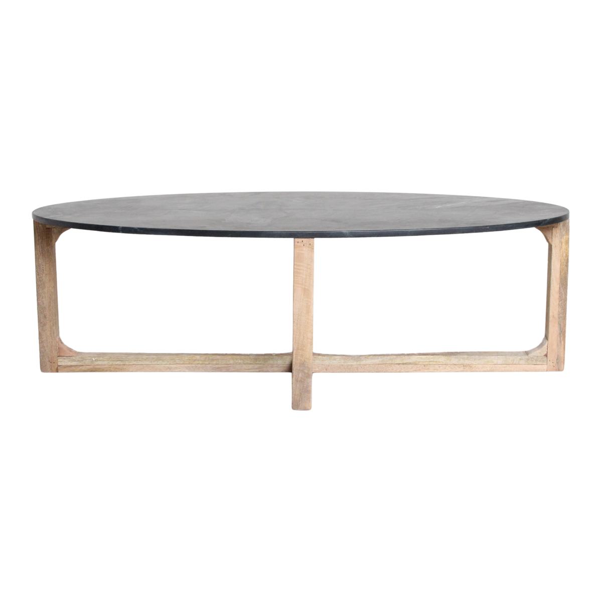 Oval Marble Coffee Table - Black