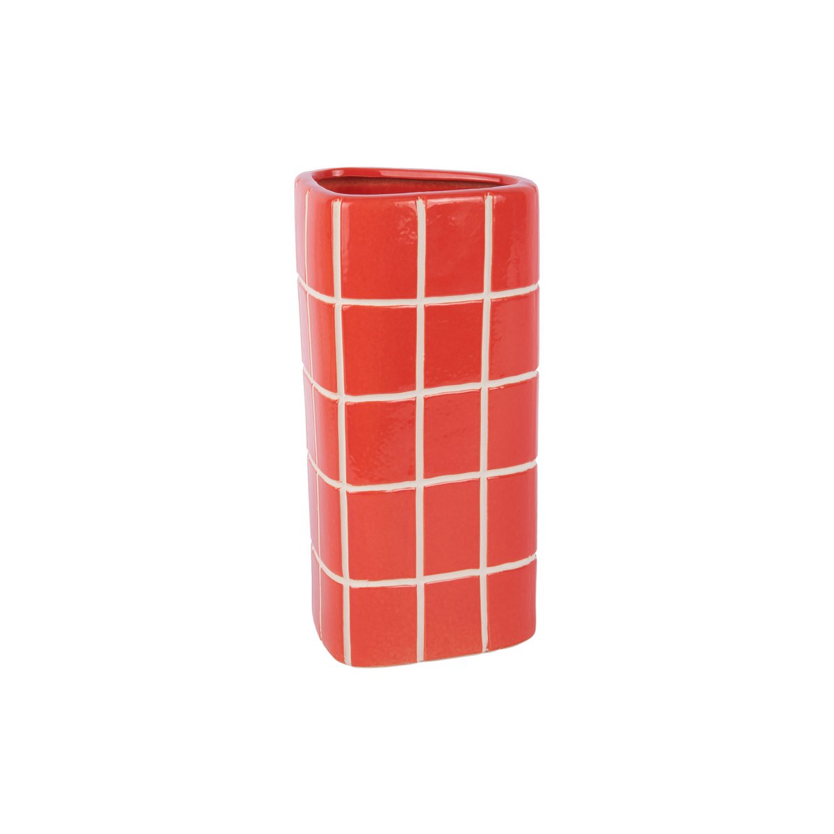 Retro Tiles Triangular Vase, Medium — Red