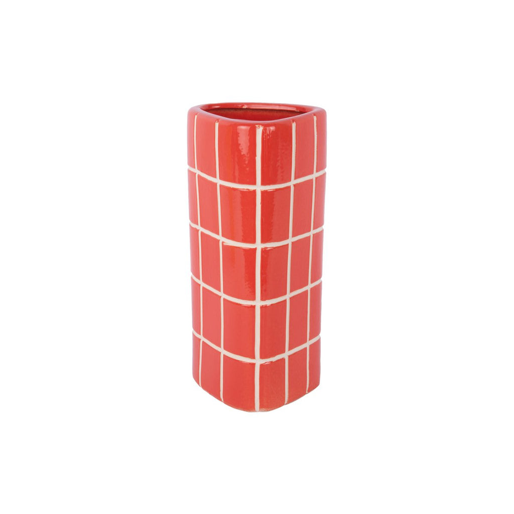 Retro Tiles Triangular Vase, Medium — Red