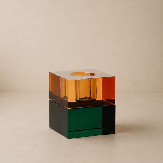 The Gem Blocks Candle Holder - Green Amber