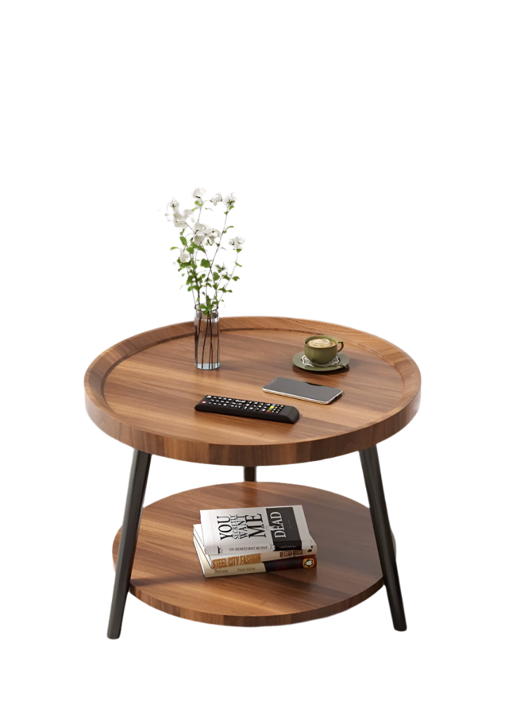 Nordic Walnut Double-Layer Coffee Table-0