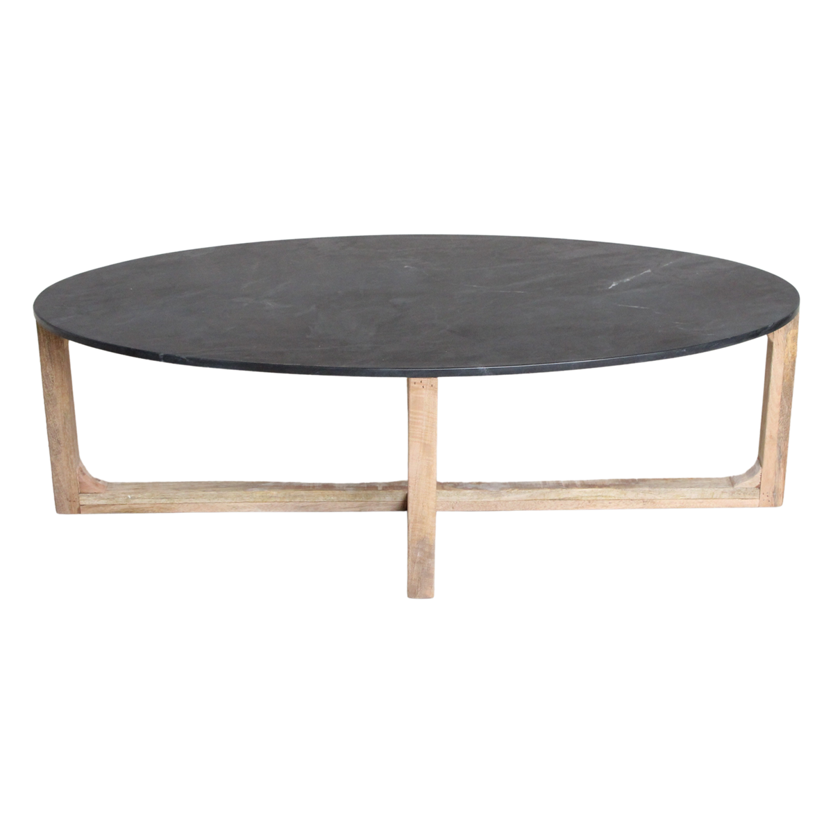 Oval Marble Coffee Table - Black