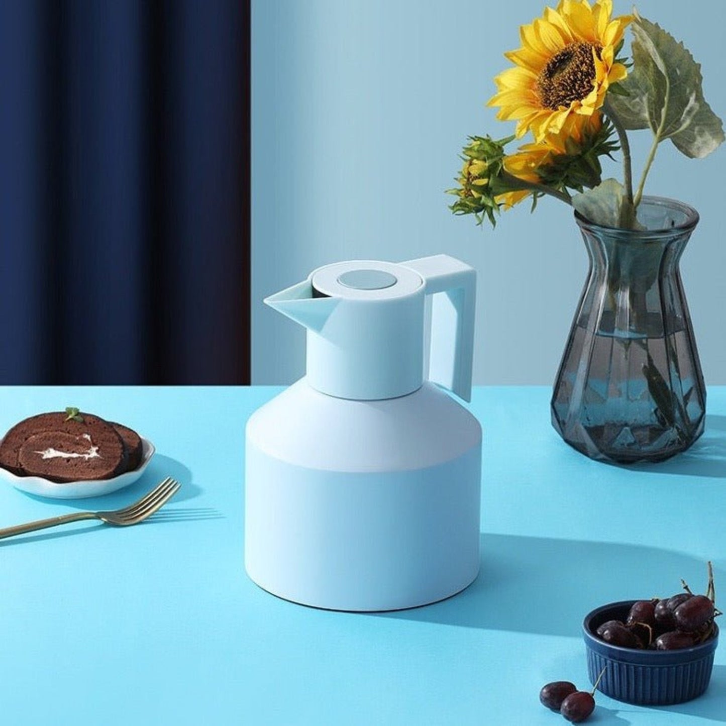 Insulated Geometric Water Pitcher - Large Thermal Jug for Cold or Hot Beverages-6